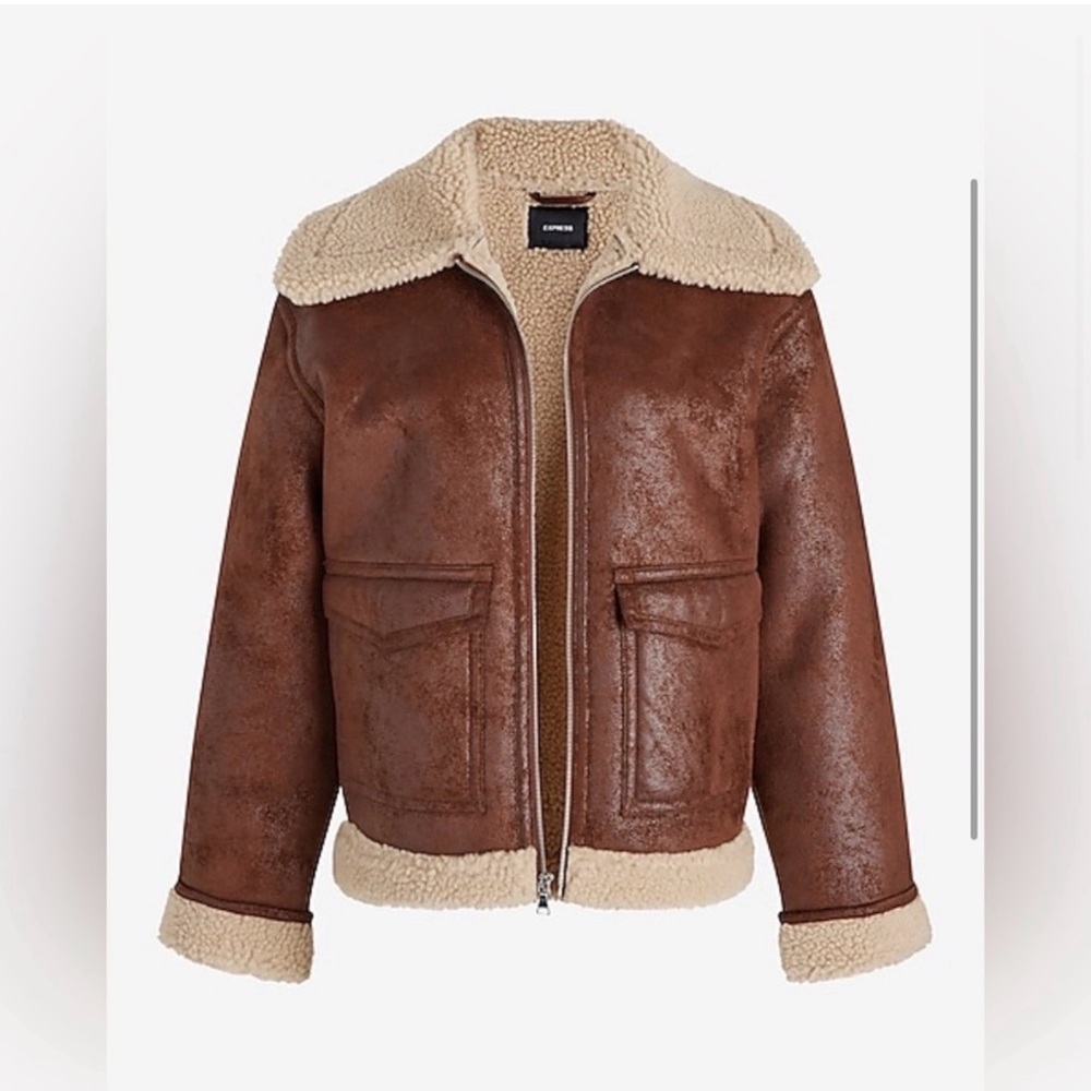 Express faux suede/faux Sherpa lined jacket - XS (oversized)